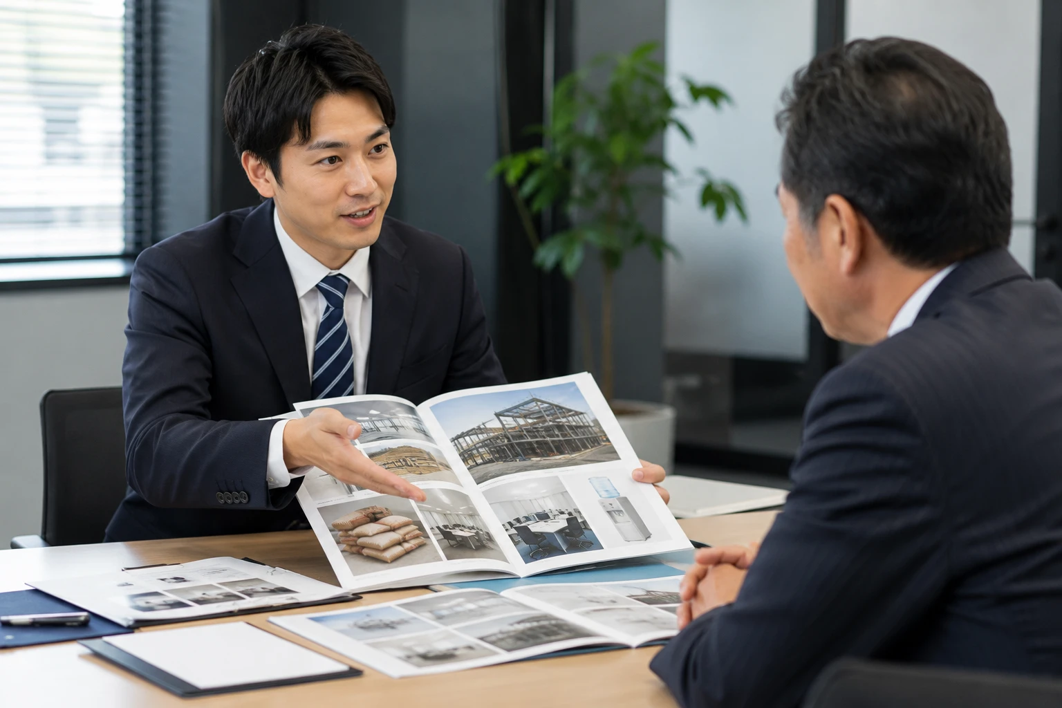 北越産業社員の営業が提案すル様子