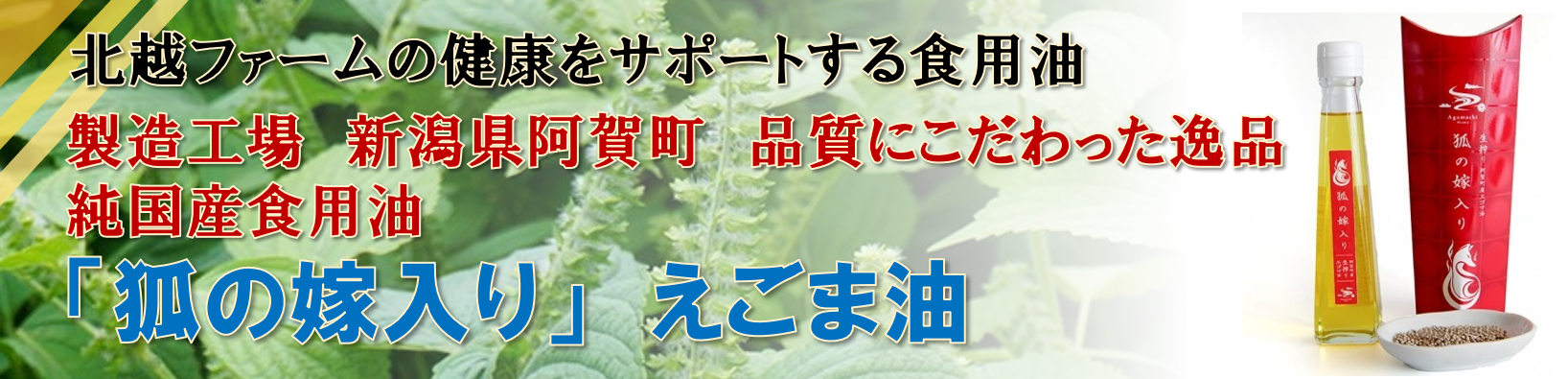 純国産えごま油「狐の嫁入り」